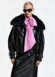 ESS Faux Leather Bomber Jacket