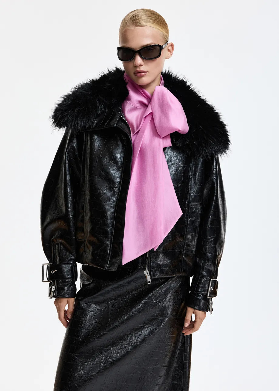 ESS Faux Leather Bomber Jacket