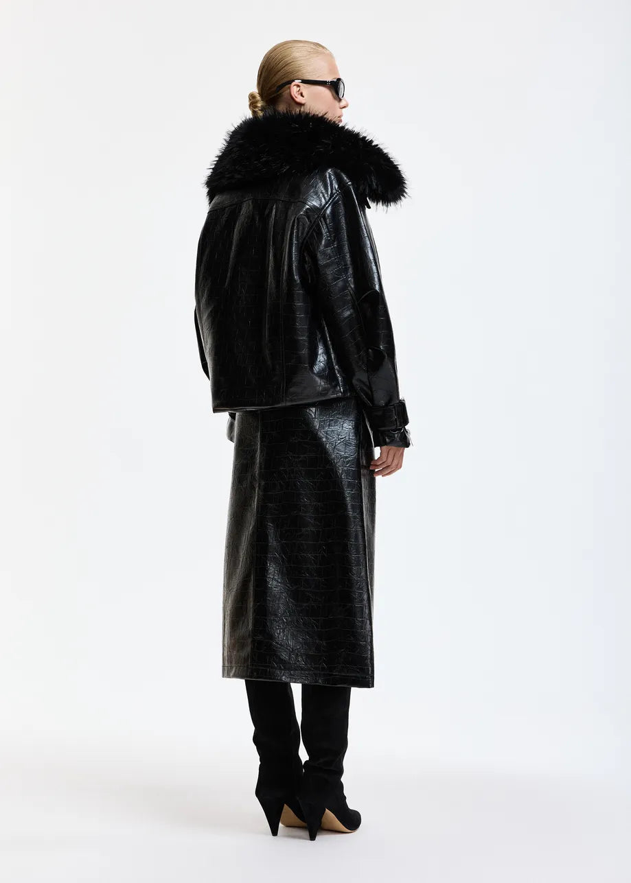 ESS Faux Leather Bomber Jacket