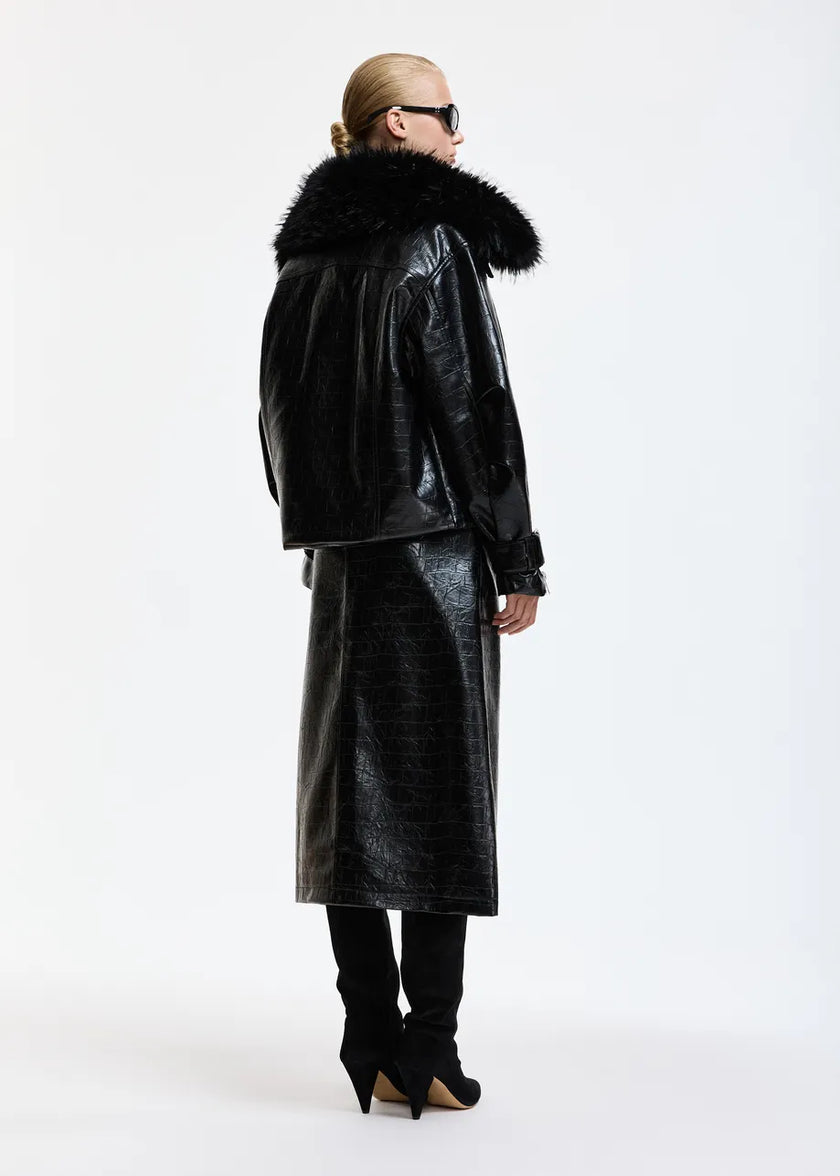 ESS Faux Leather Bomber Jacket