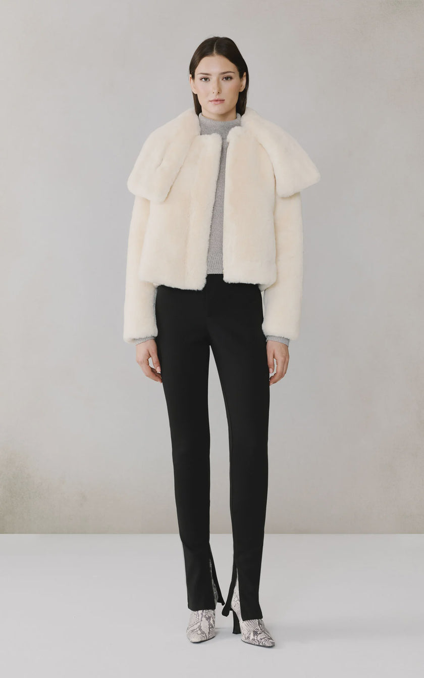SOK Cream Furry Jacket with Scarf