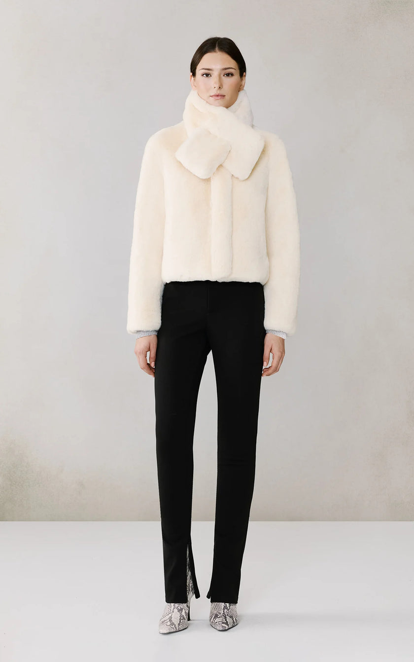 SOK Cream Furry Jacket with Scarf