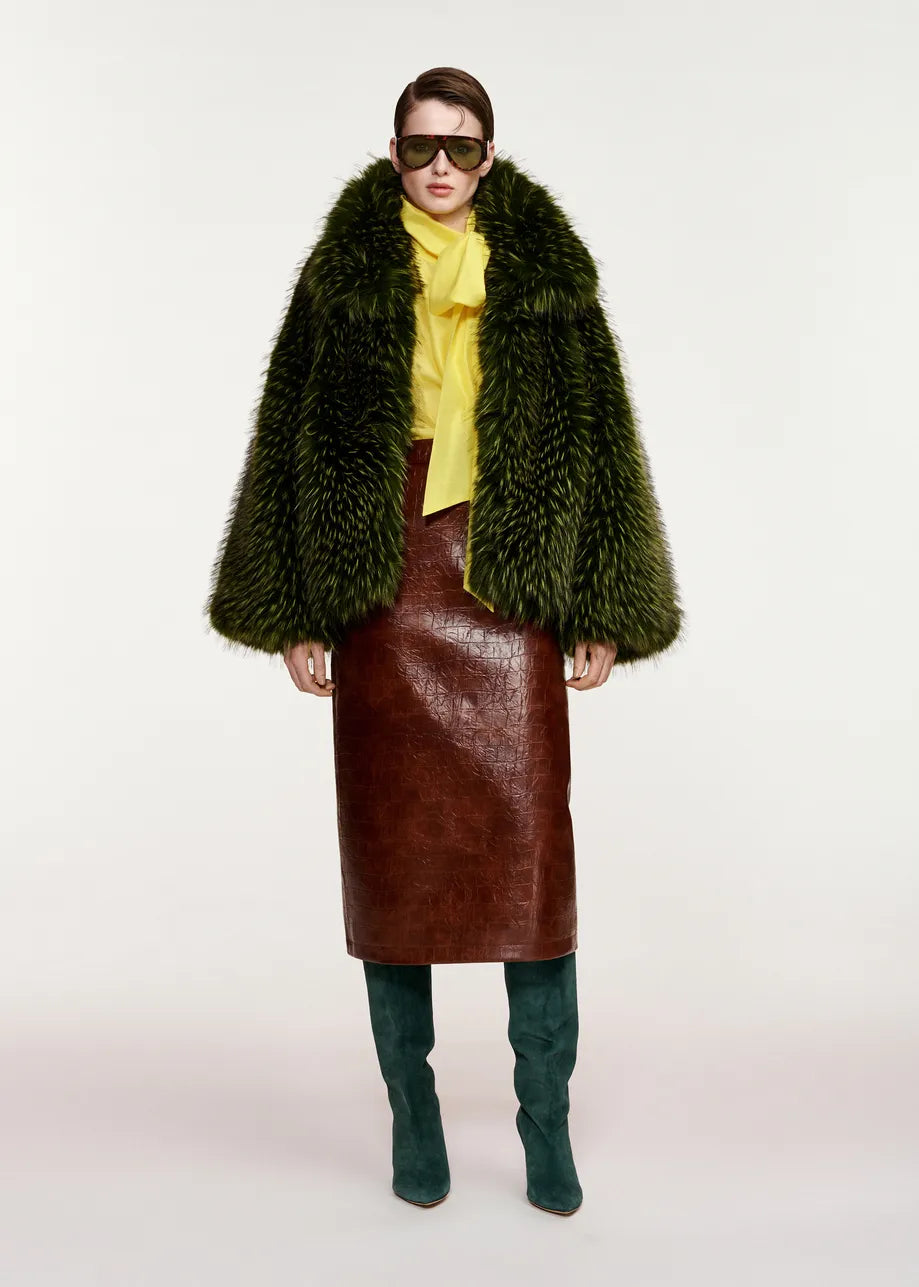 ESS Faux Croc Midi Skirt