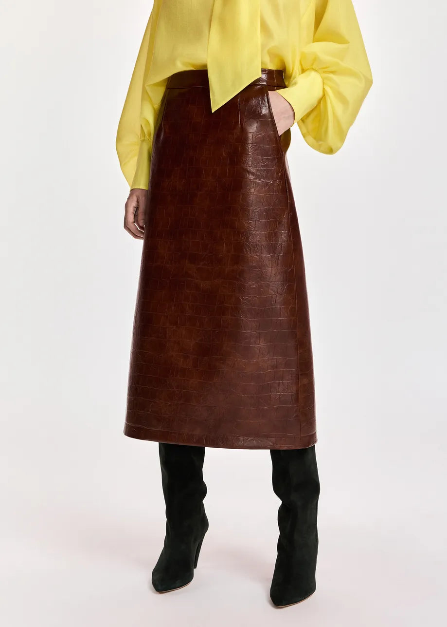 ESS Faux Croc Midi Skirt