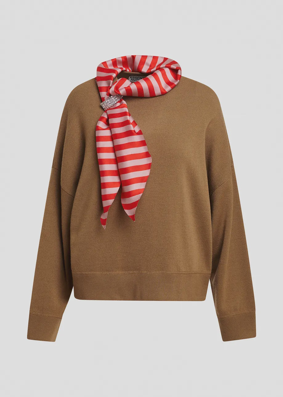 ESS Pullover with Striped Scarf