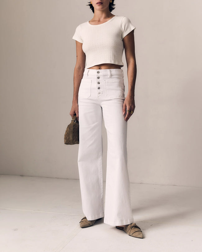 LEJ Wide Leg White Jeans