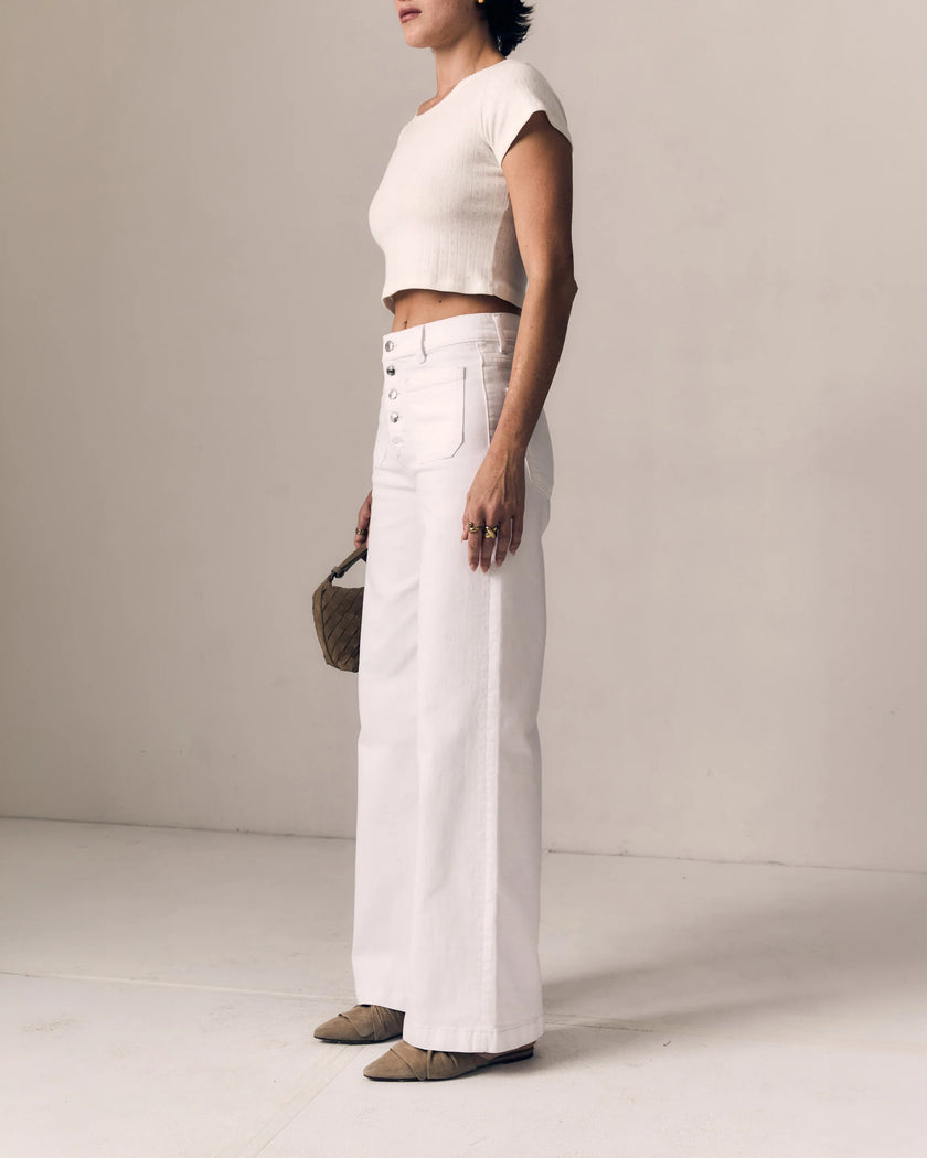 LEJ Wide Leg White Jeans