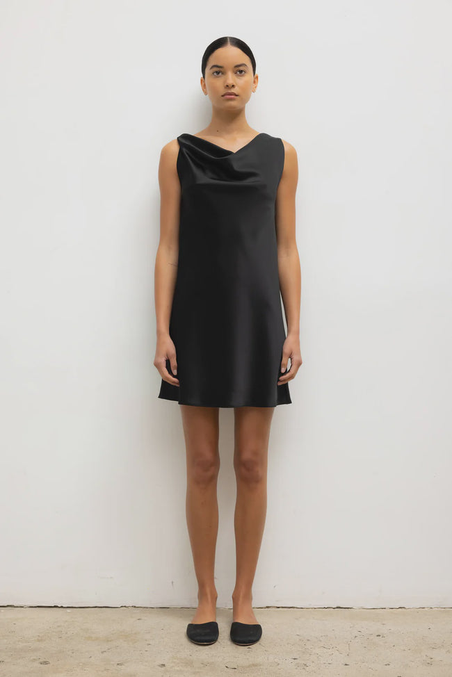 LES Cowl Neck Satin Mini Dress