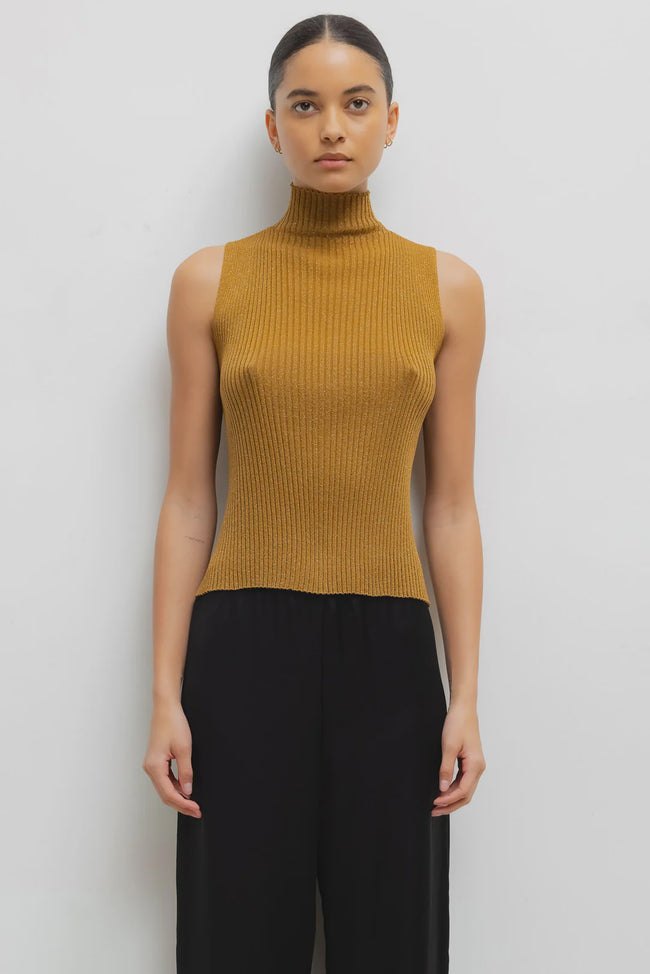 LES Shimmer Ribbed Turtleneck Sweater