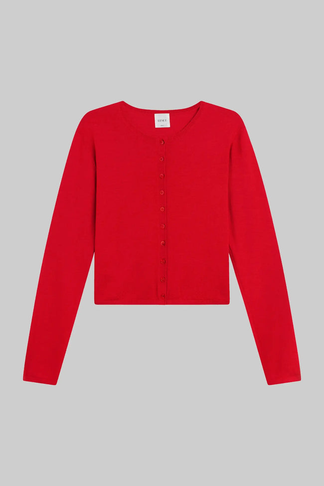 LES Red Crew Cardigan