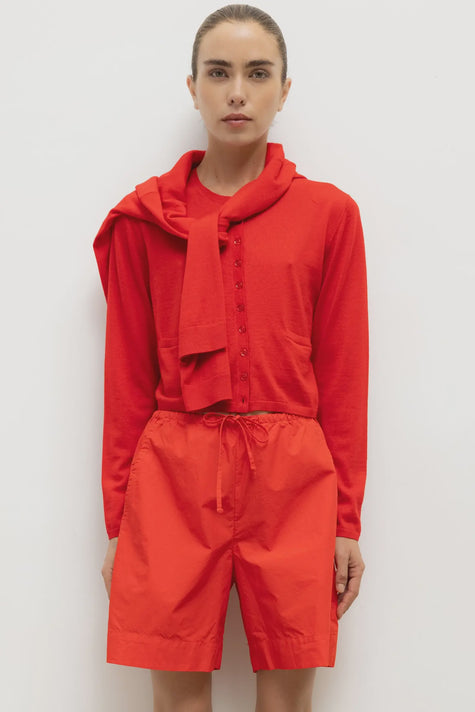 LES Red Crew Cardigan