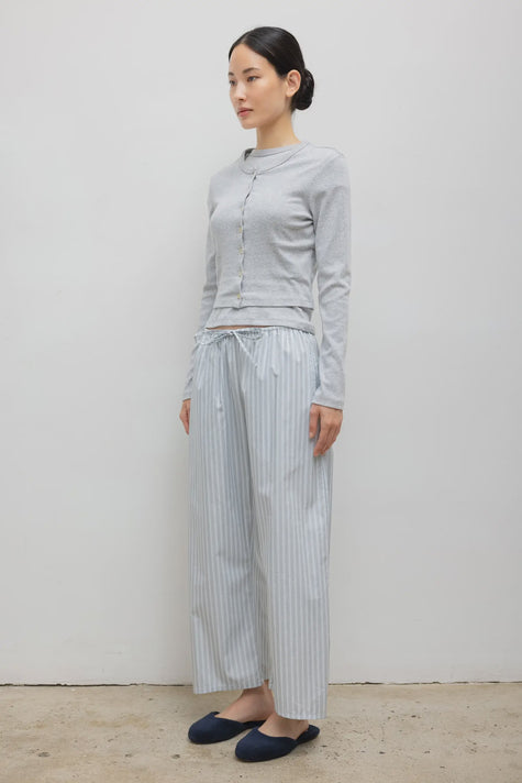 LES Striped Crop Drawstring Pants