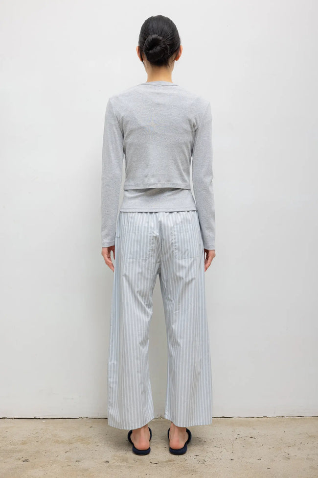 LES Striped Crop Drawstring Pants