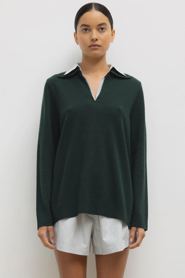 LES Poplin Collar Sweater