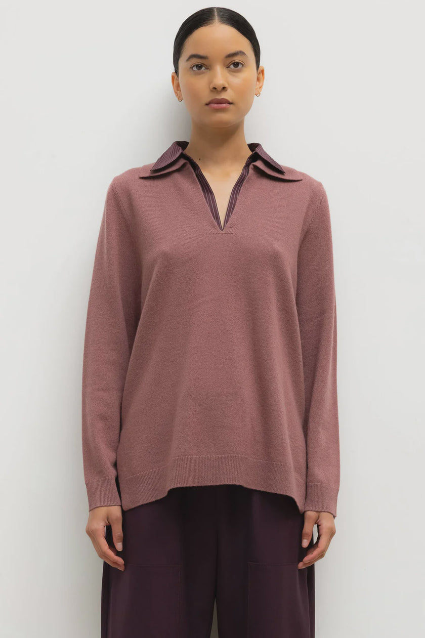 LES Double Shirt Collar Sweater