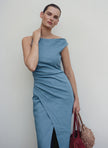 ALC Linen Off Shoulder Midi Dress