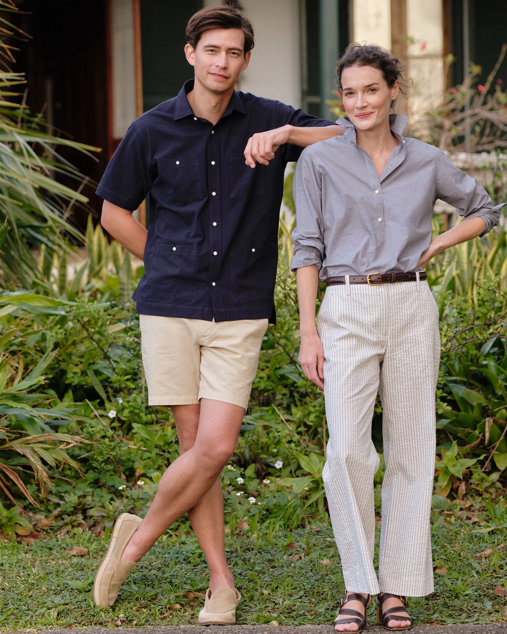 AM Crinkle Stripe Trousers