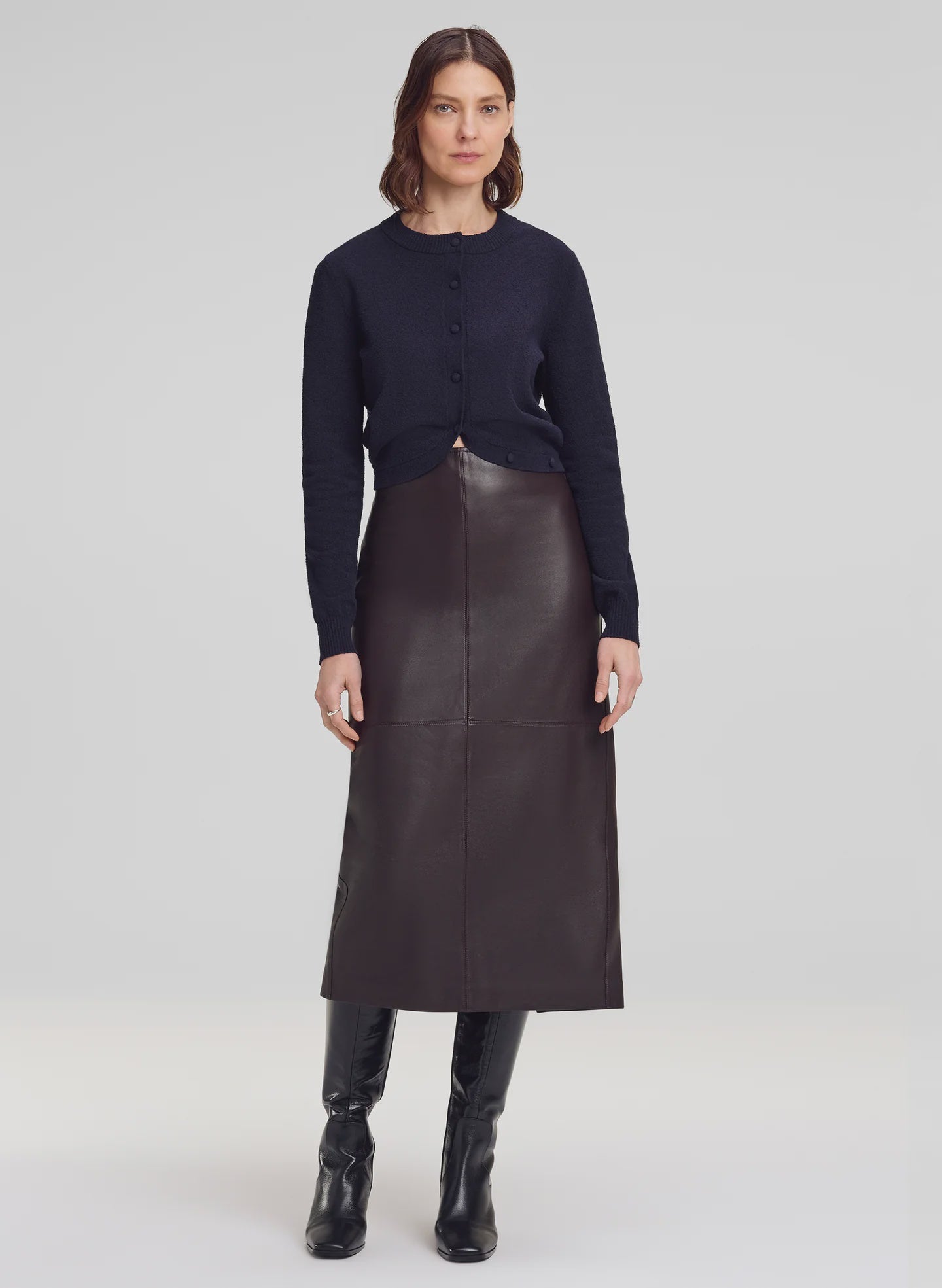 ALC Leather Midi Skirt