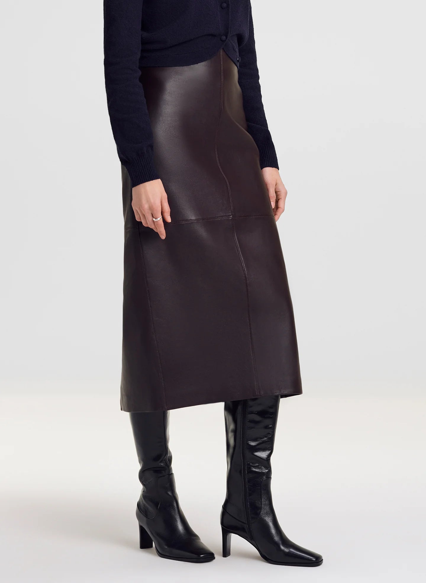 ALC Leather Midi Skirt