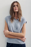 MN Ribbed Collared Sleeveless Sweater