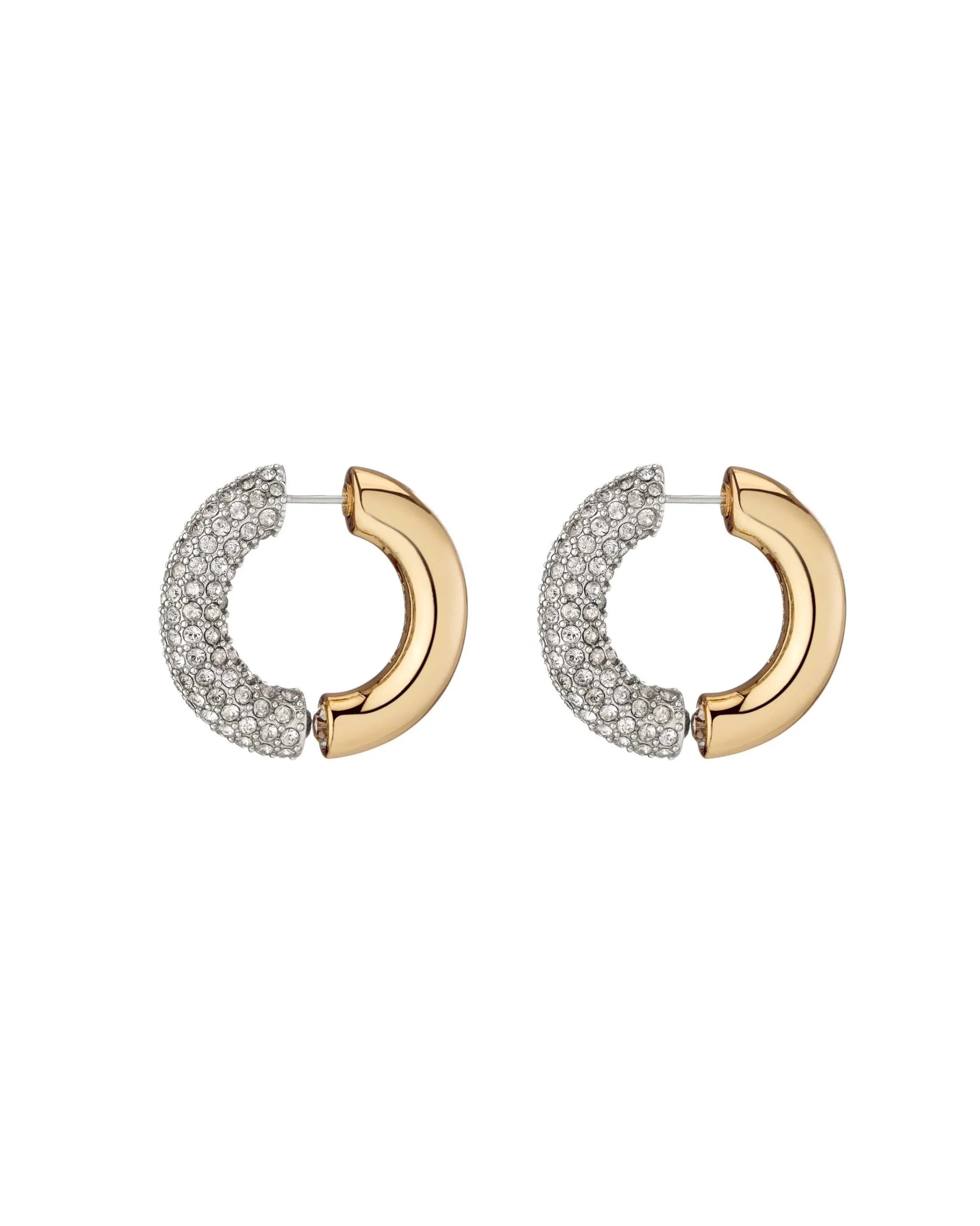 DEM Half Pave Half Gold Hoop