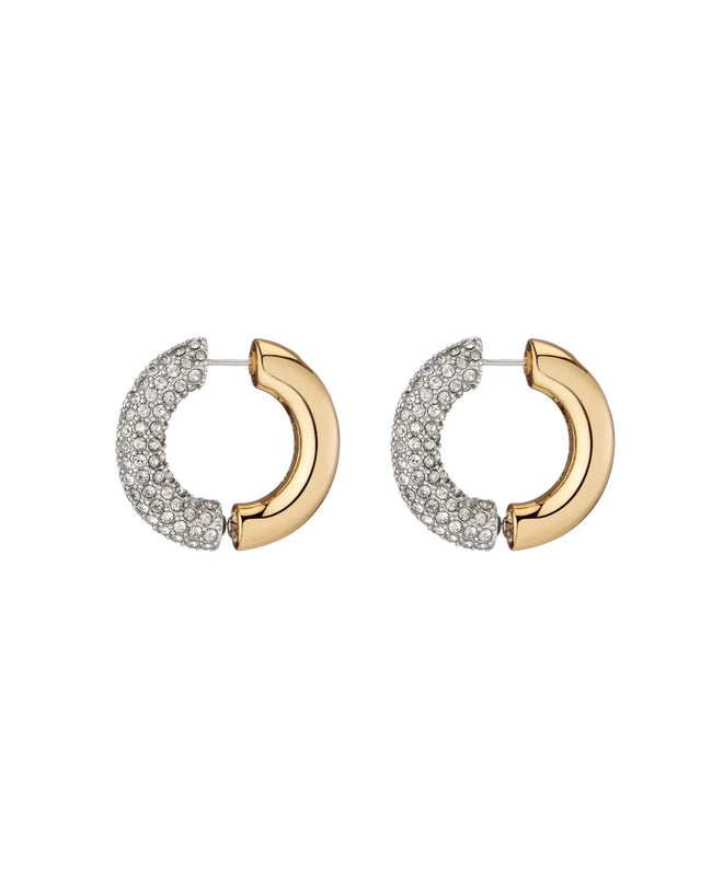 DEM Half Pave Half Gold Hoop