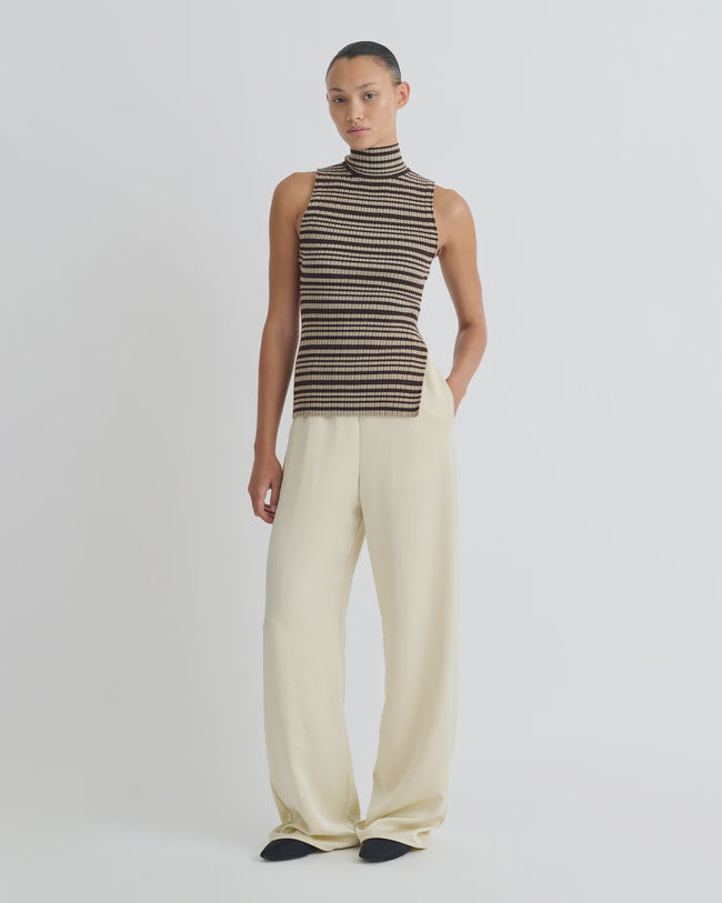 NAN Striped Sleeveless Turtleneck