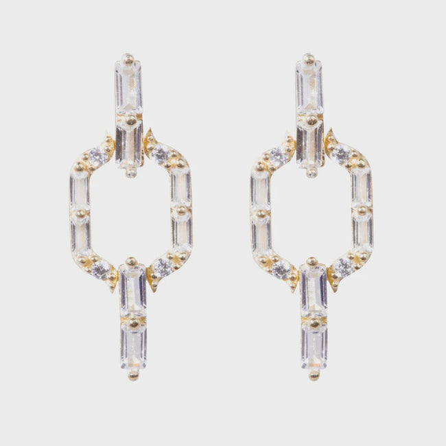 NR Baguette Earrings White