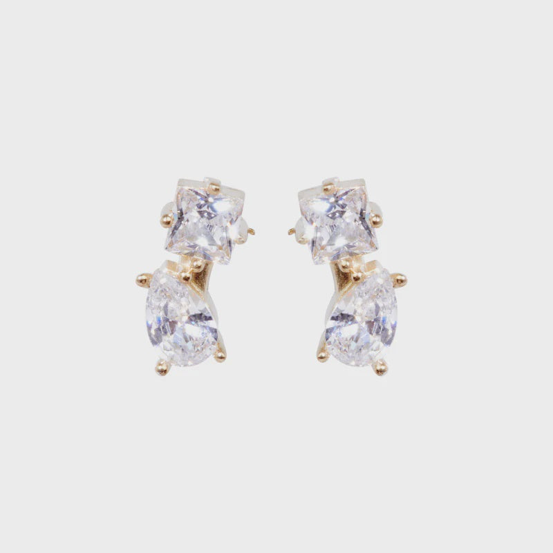 NR Double Stud Earrings Gold