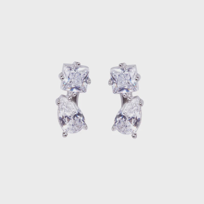 NR Double Stud Earrings Silver