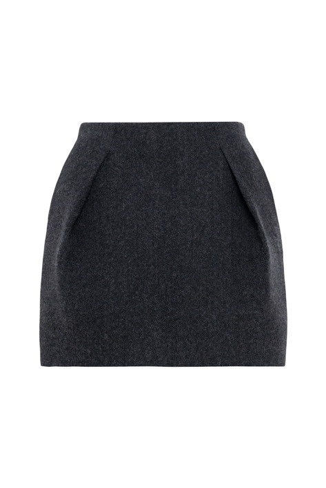 TEL Pleated Wool Mini Skirt