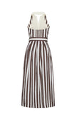CC Striped Halter Midi Belted Dress