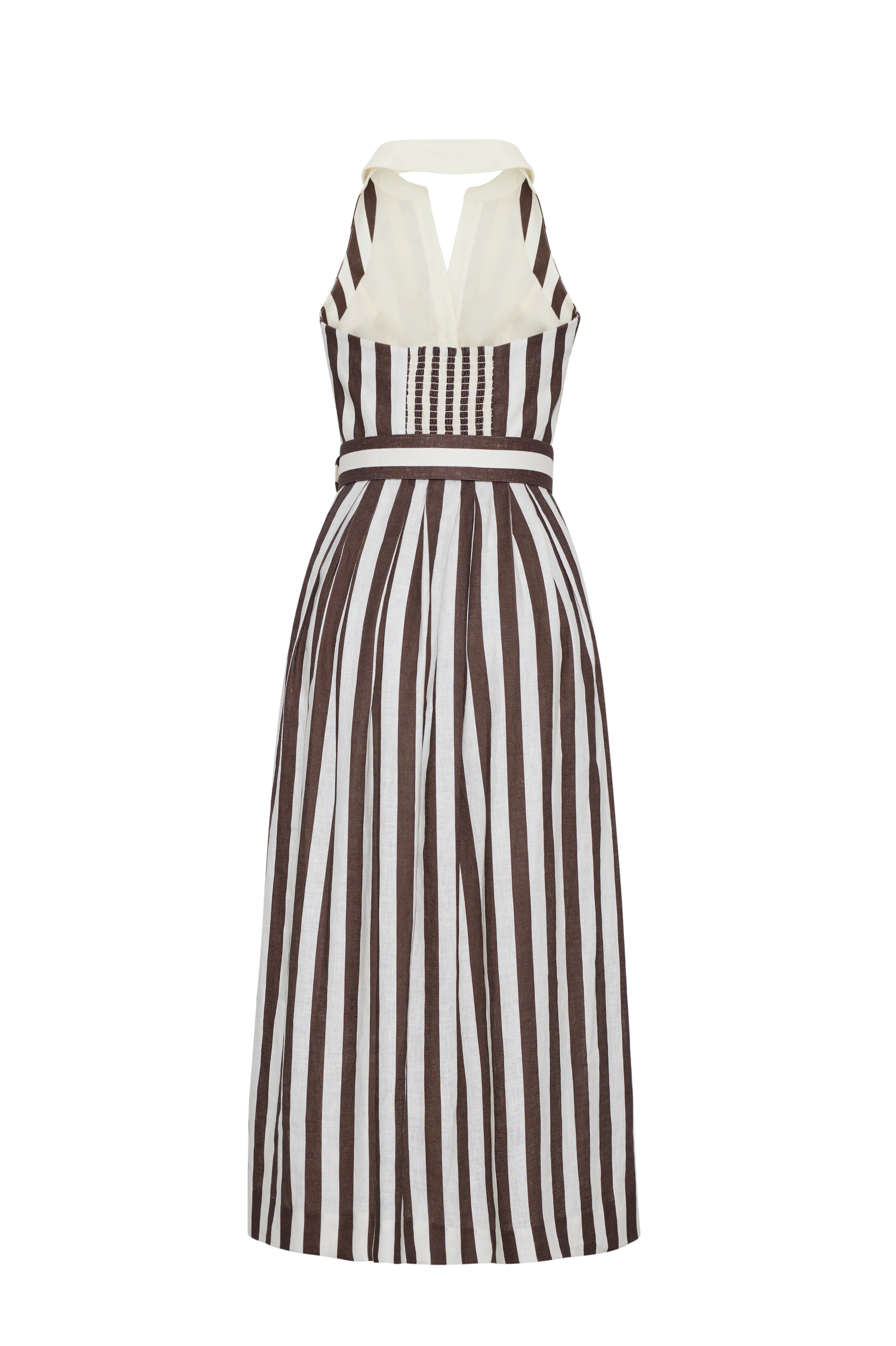 CC Striped Halter Midi Belted Dress