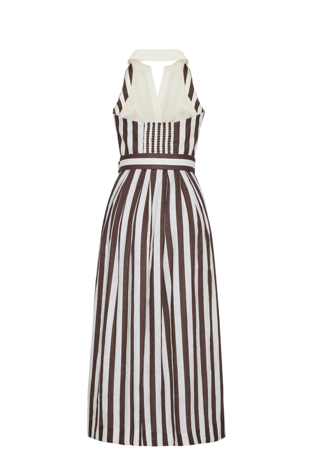 CC Striped Halter Midi Belted Dress