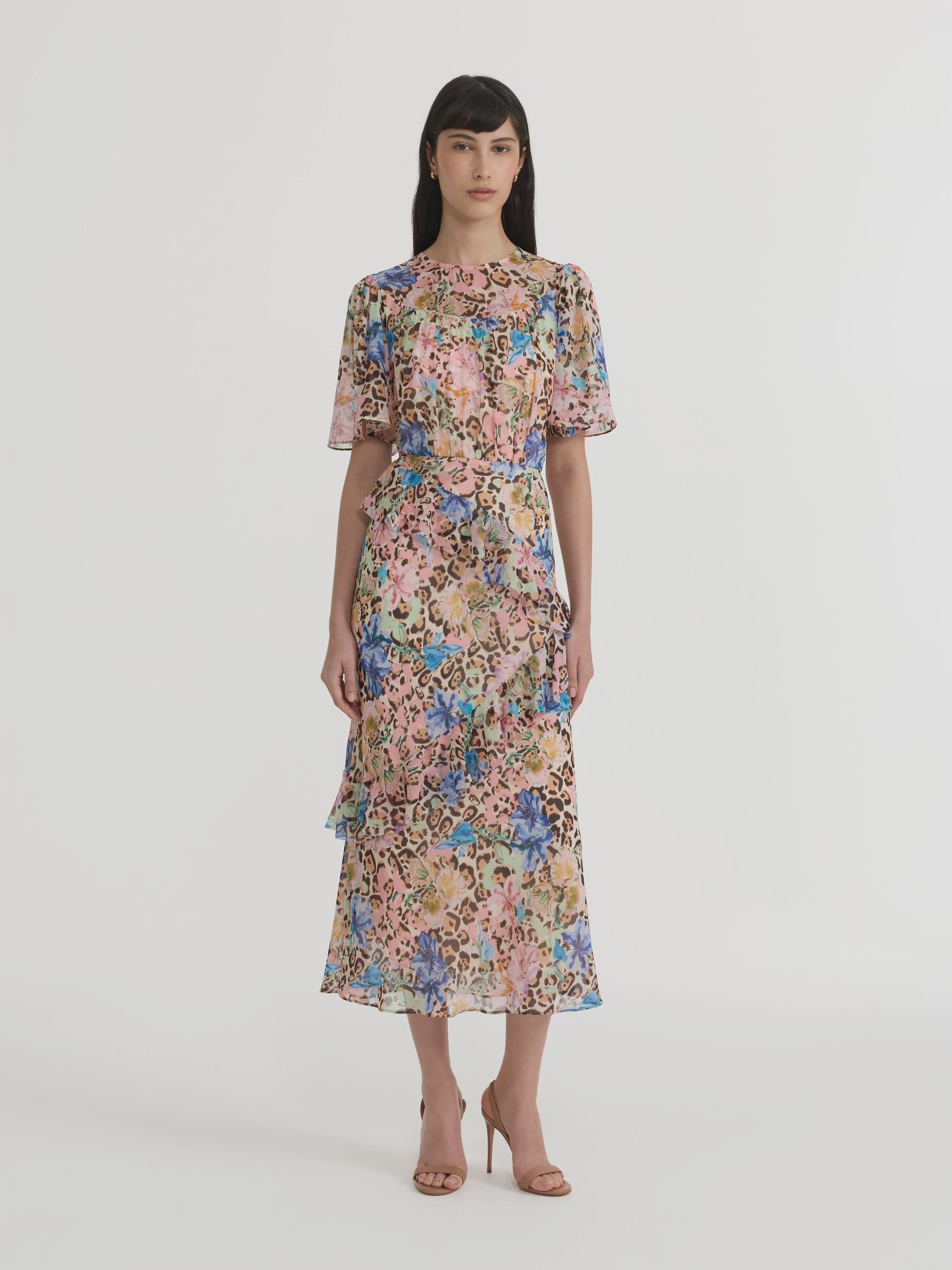 SAL Floral Cheetah Midi Dress