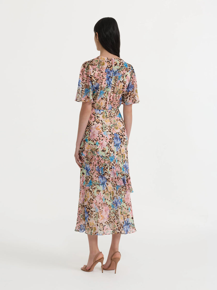 SAL Floral Cheetah Midi Dress