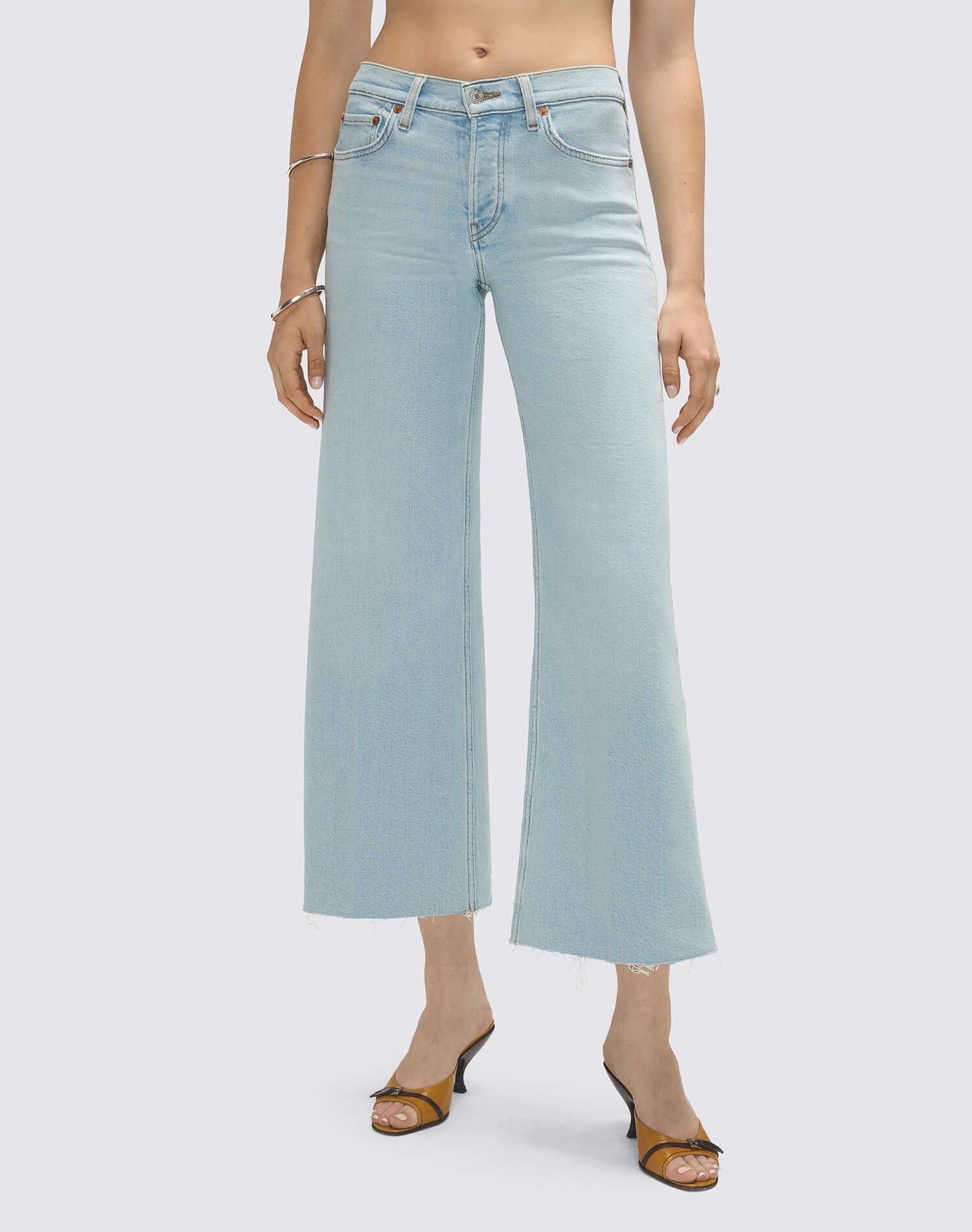 RED Mid Rise Wide Leg Crop Jeans