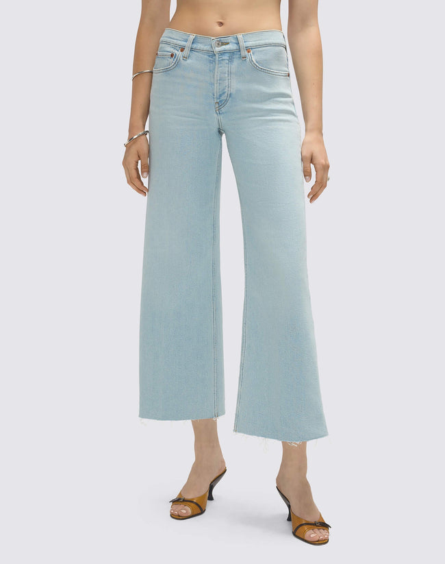 RED Mid Rise Wide Leg Crop Jeans