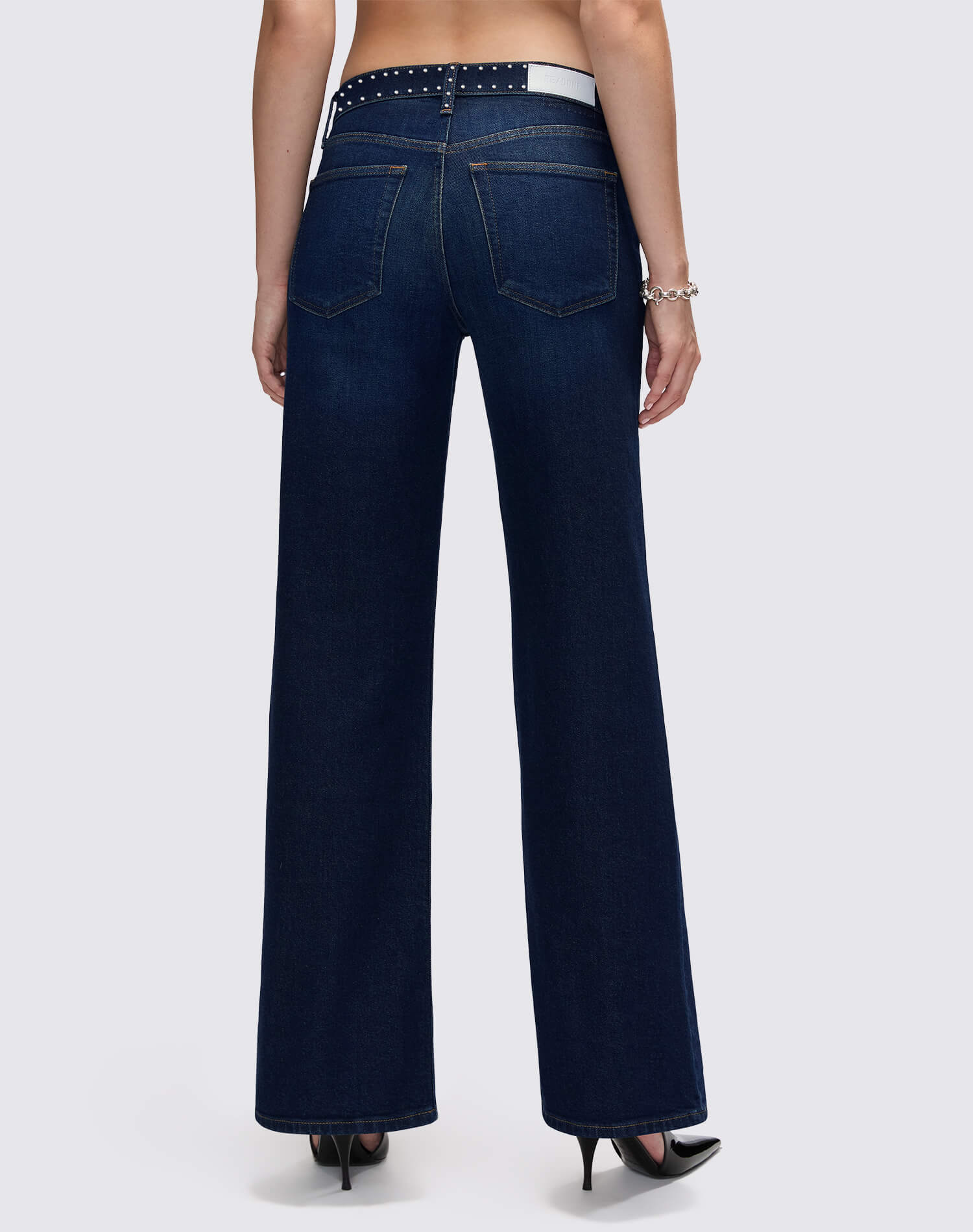 RED Studded Mid Rise Jeans