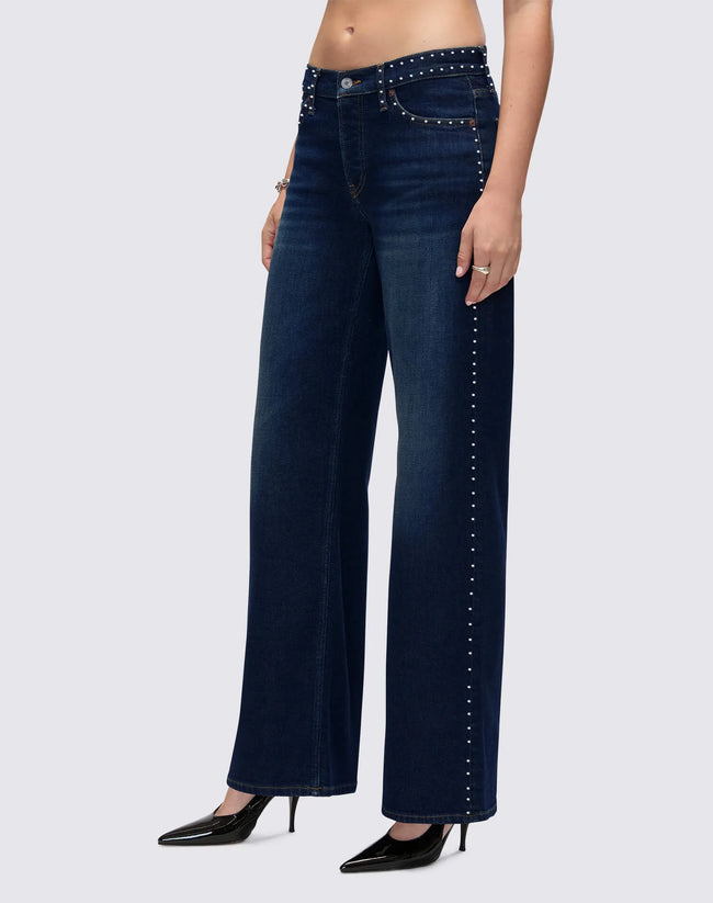 RED Studded Mid Rise Jeans