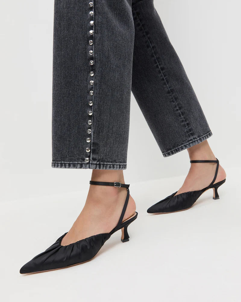 LOF Satin Ruched Kitten Heel