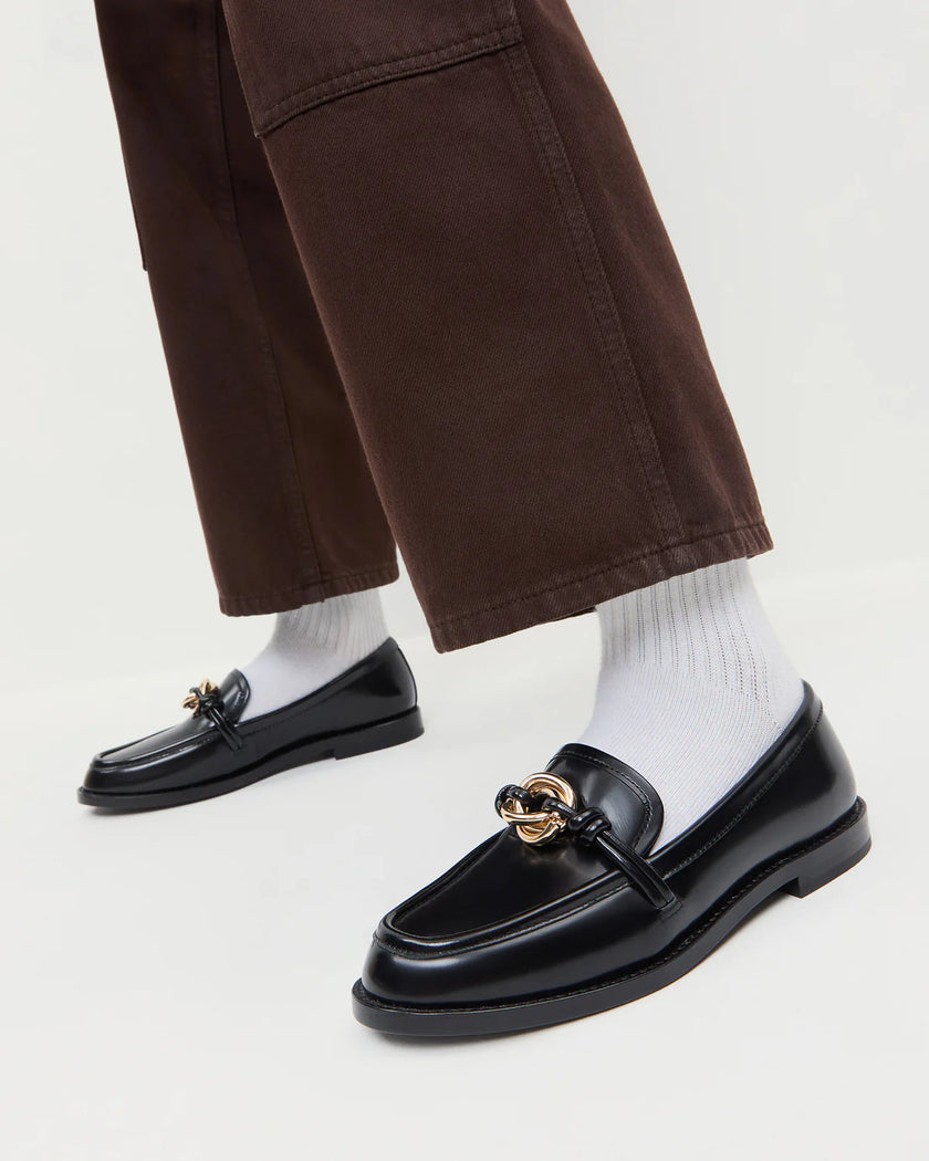 LOF Black Loafers with Hardware