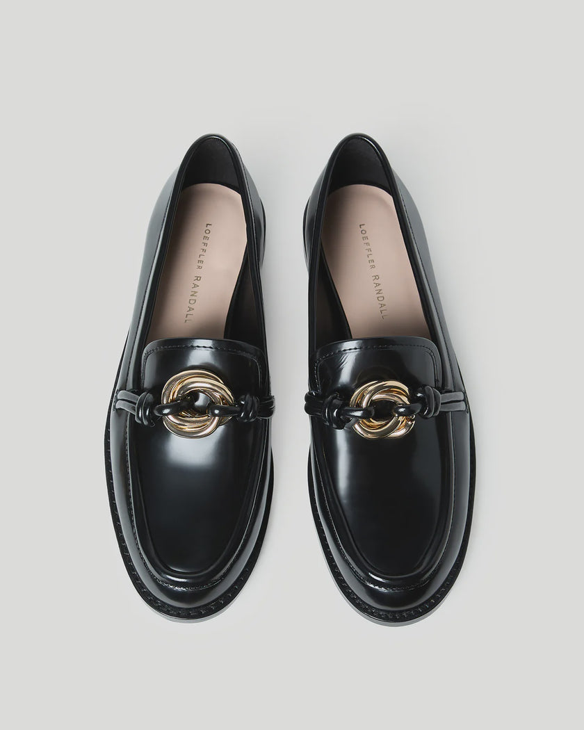 LOF Black Loafers with Hardware