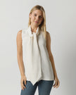 AM Sleeveless Silk Crepe Tie Blouse