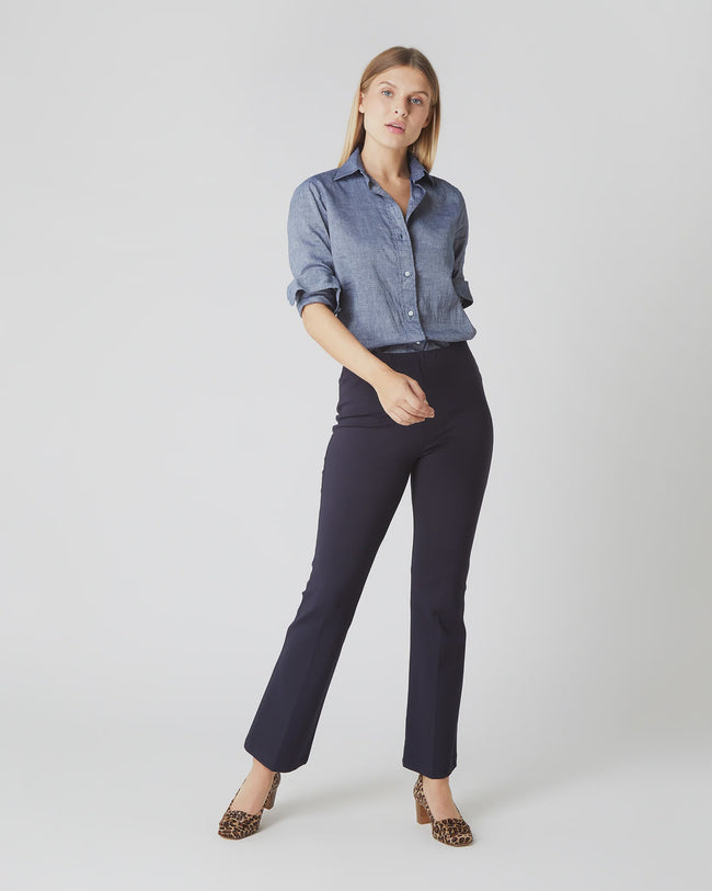 AM Ponte Crop Flare Pants Navy