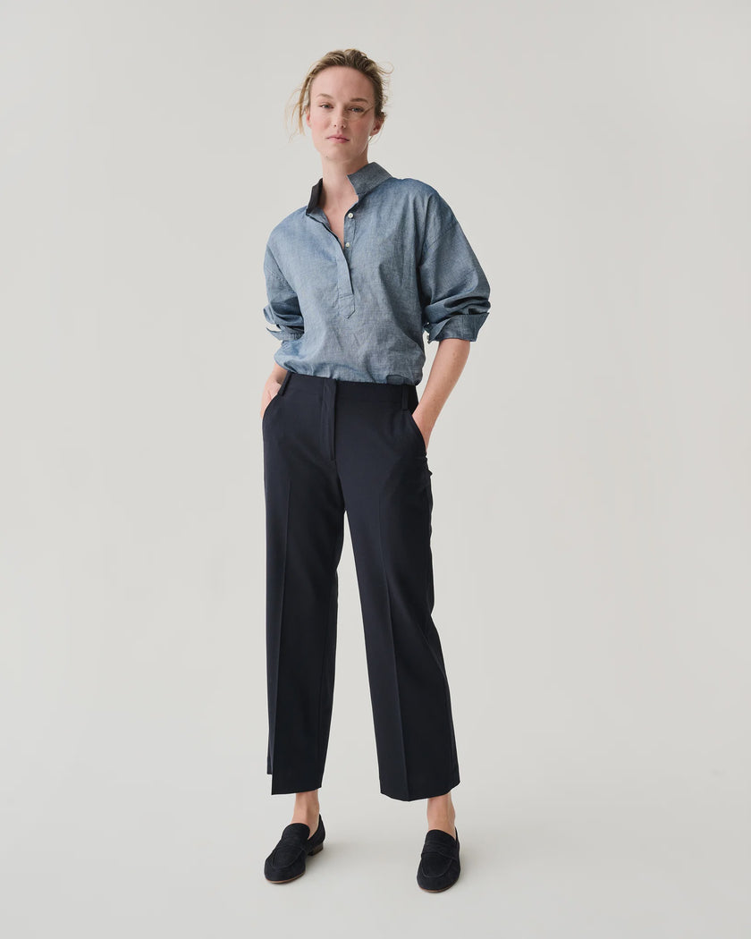 AM Navy Cropped Wool Pants