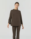AM Brown Funnel Neck Top