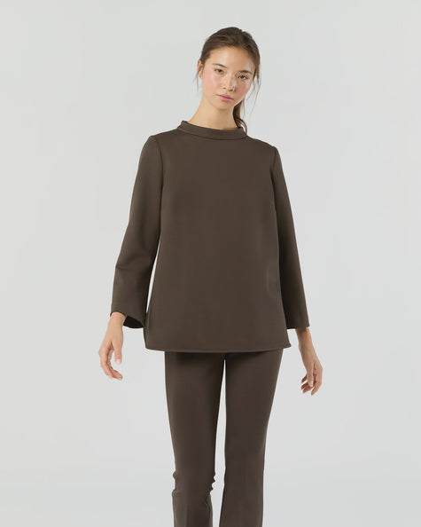 AM Brown Funnel Neck Top