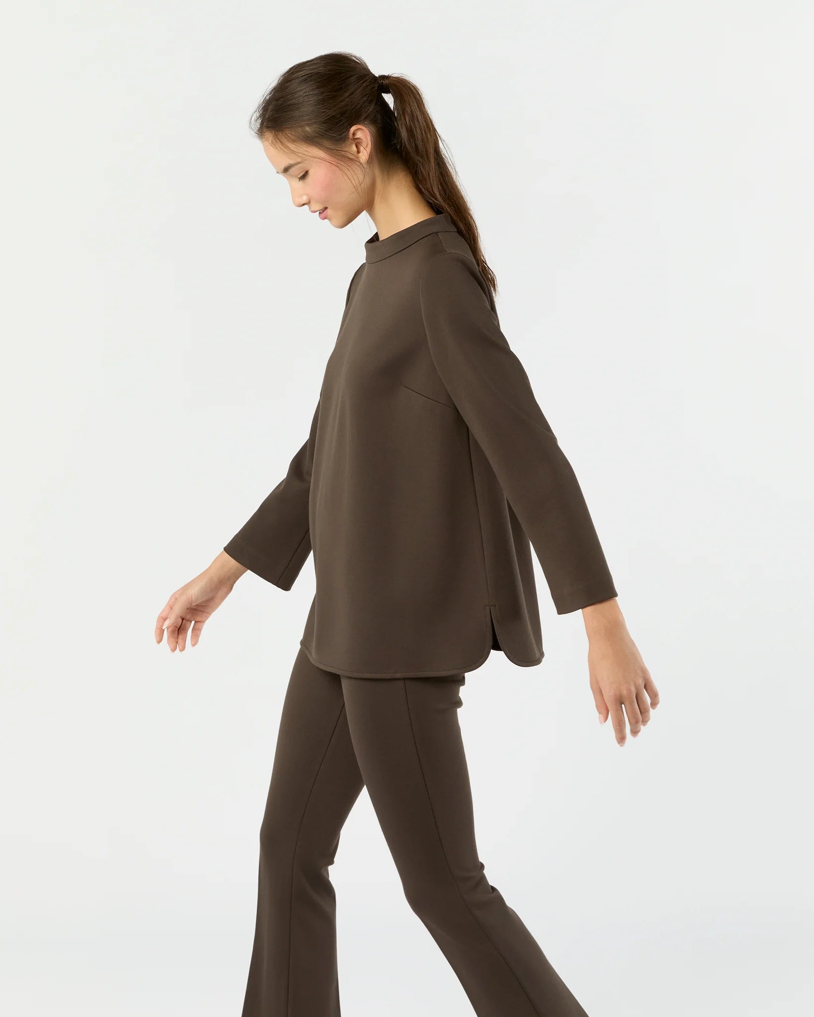 AM Brown Funnel Neck Top