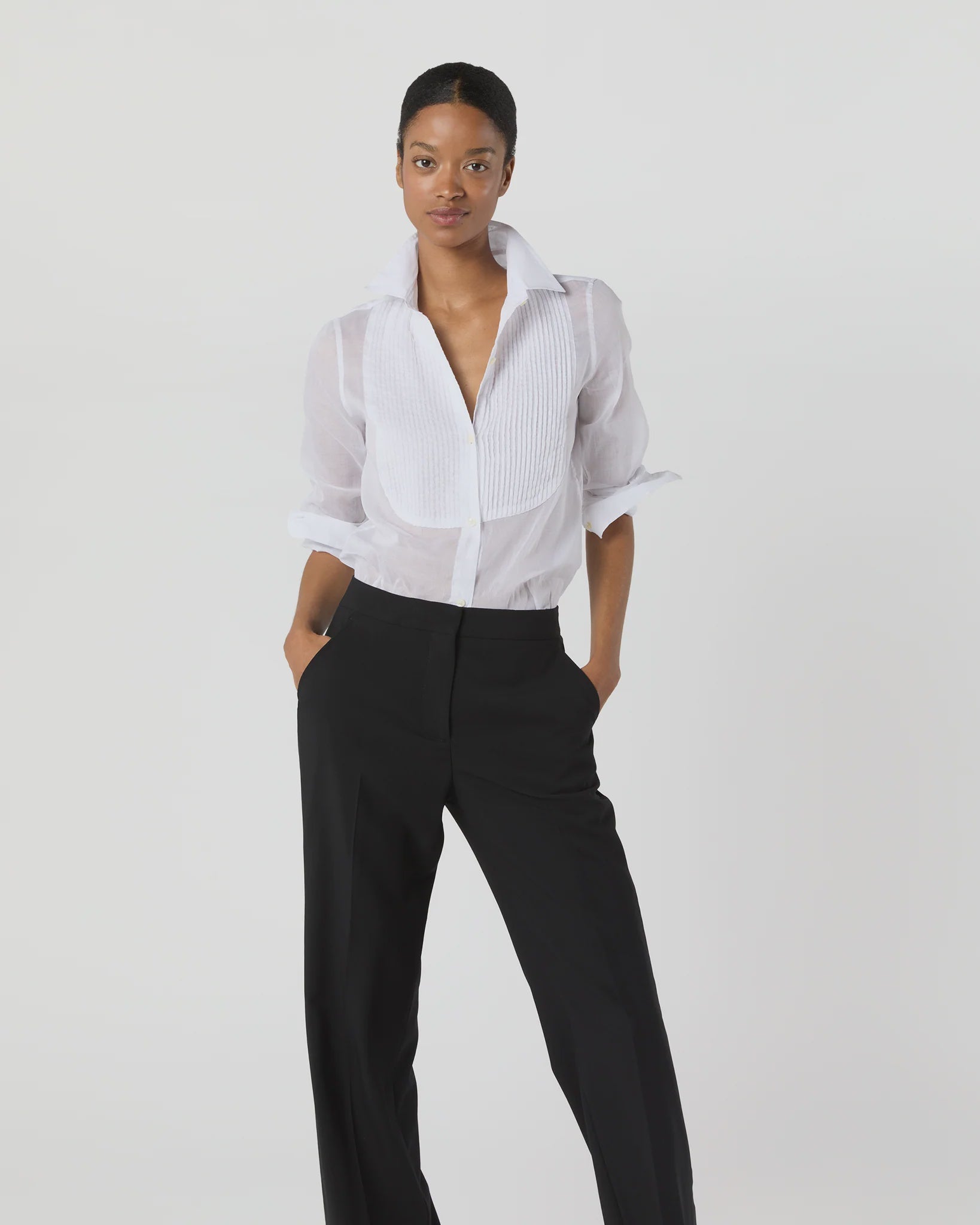 AM Pleated Bib Organdy Top